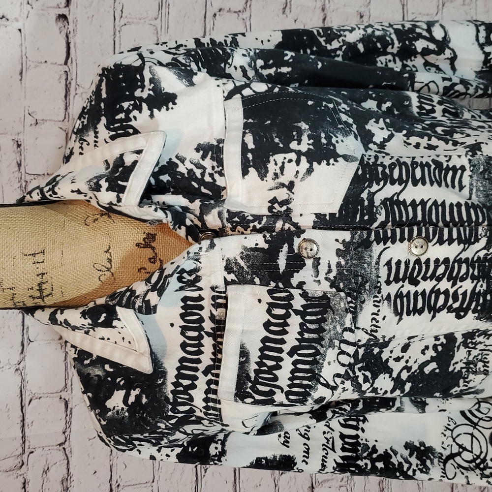 Cynthia Max White and Black Denim-Style Jacket Size M - Picture 7 of 11